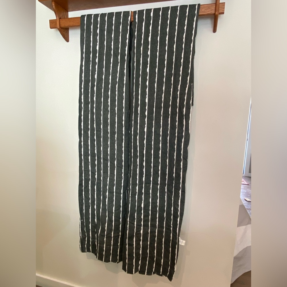 Contemporary Brushstroke Stripe Dark Gray Cotton Room Darkening Curtain Panel x2